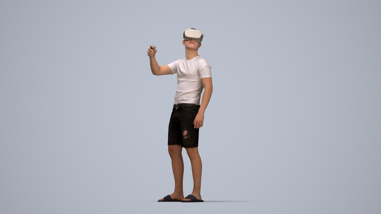 photogrammetry 3D boy casual kids, realistic human model archviz FBX, top-down view render
