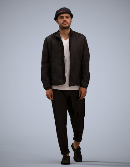 scanned 3D man casual walking, photogrammetry people for Enscape and V-Ray