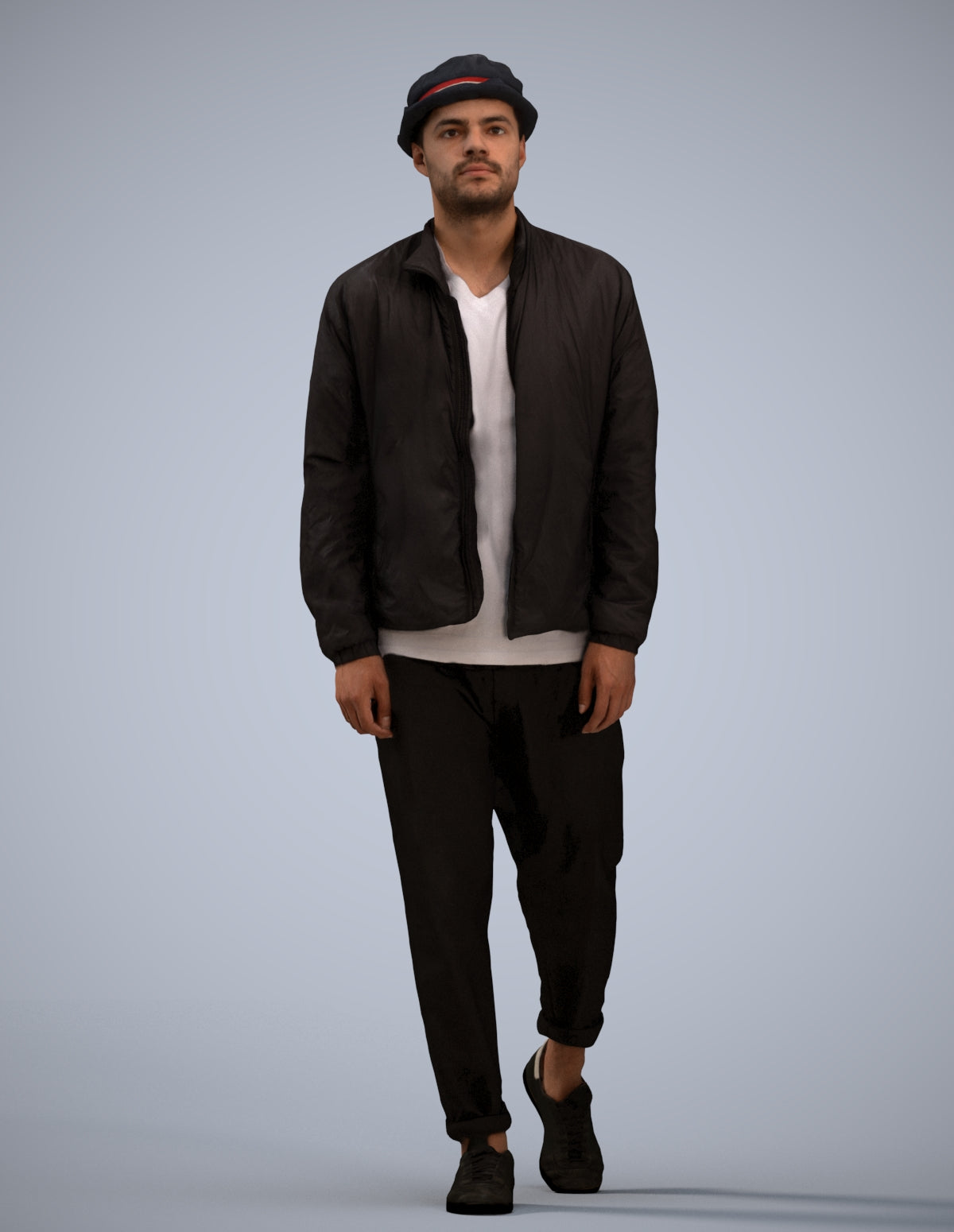 scanned 3D man casual walking, photogrammetry people for Enscape and V-Ray