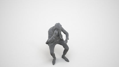 photogrammetry 3D man business, realistic human model archviz FBX, wireframe three-quarter view