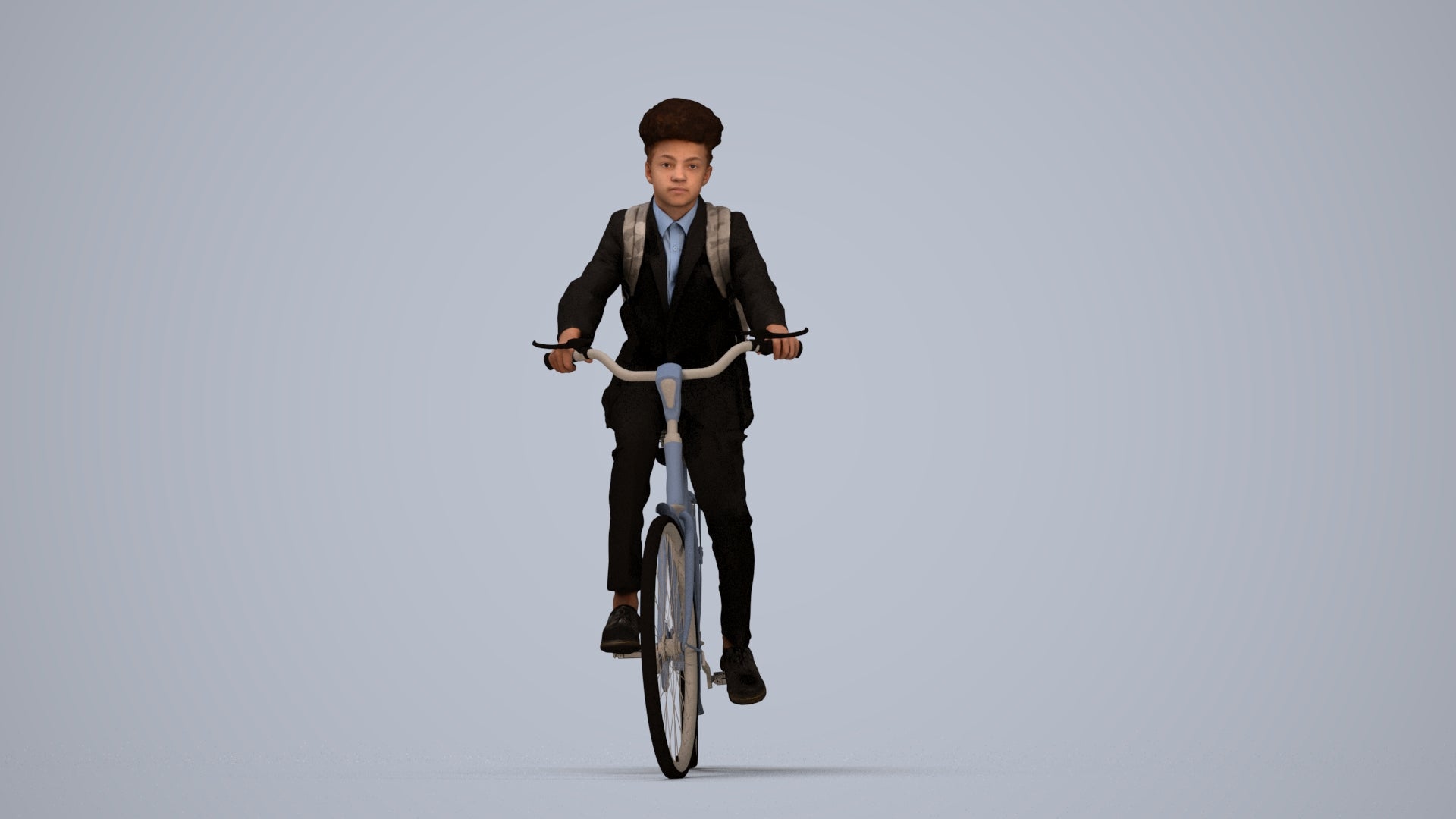 photogrammetry 3D man formal cycling, realistic human model archviz FBX, top-down view render