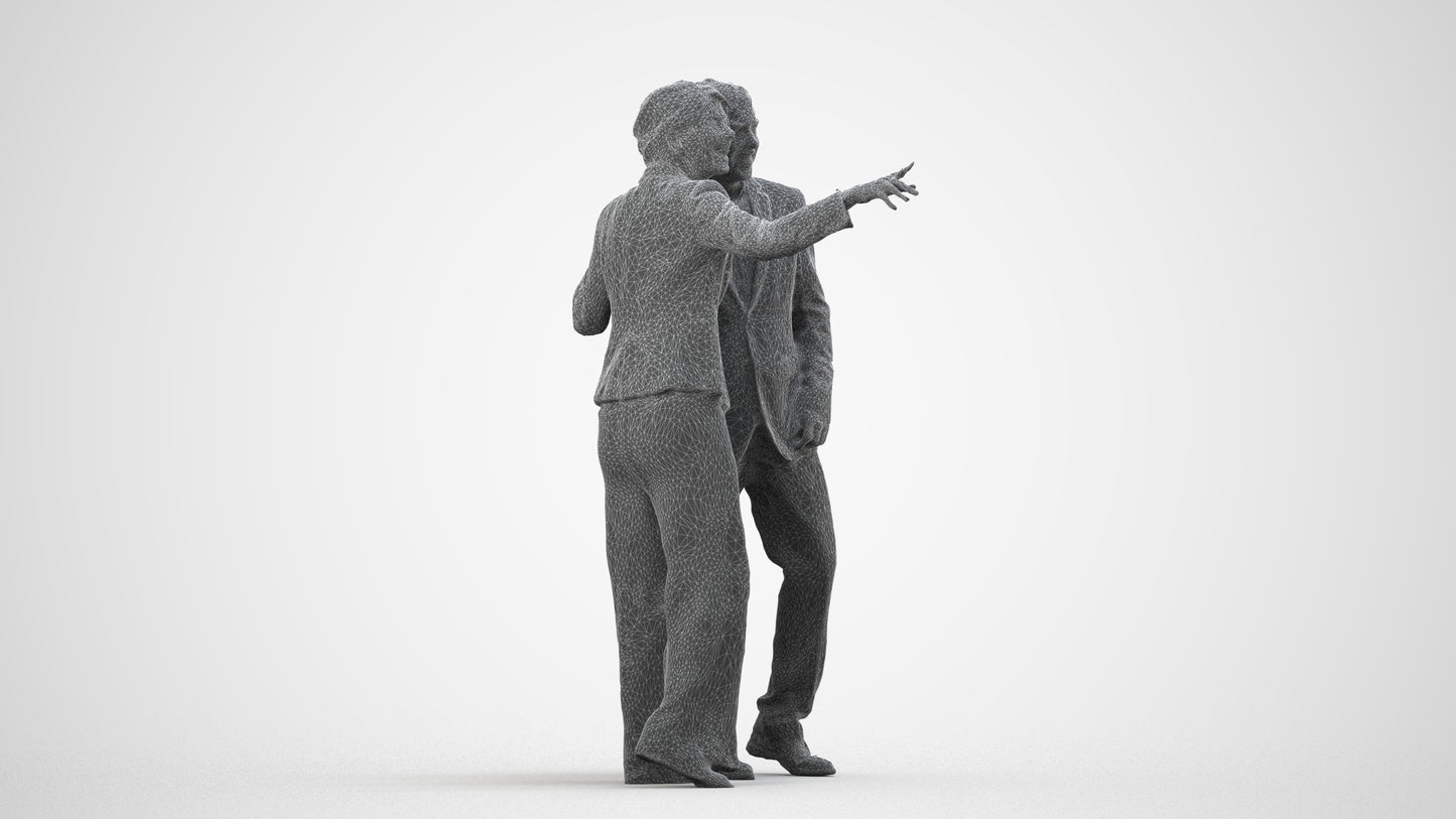 3D people model woman business, scanned human for 3ds Max rendering, wireframe side view