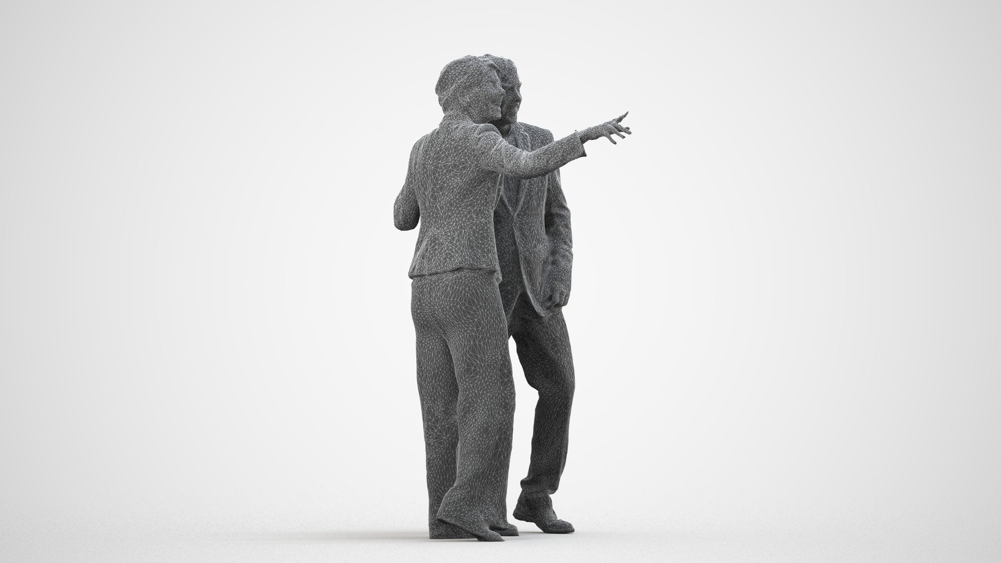 3D people model woman business, scanned human for 3ds Max rendering, wireframe side view