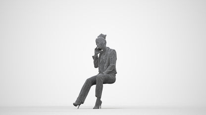 realistic 3D people woman business, render-ready for V-Ray and Corona, FBX OBJ, wireframe back view