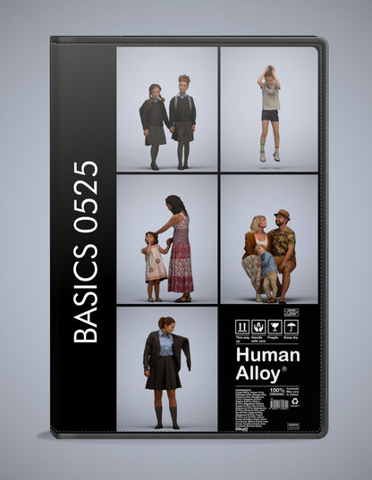 realistic 3D humans kids pack, 5 archviz people FBX OBJ for Blender