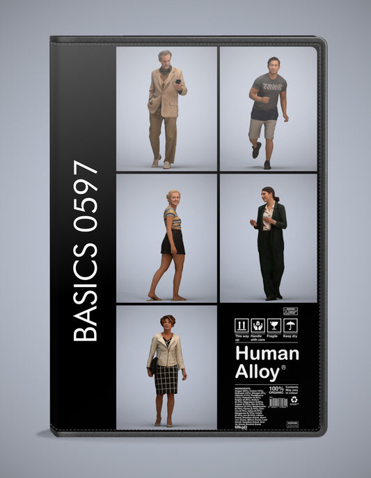 5 3D scanned people walking, photorealistic archviz pack for Enscape and SketchUp