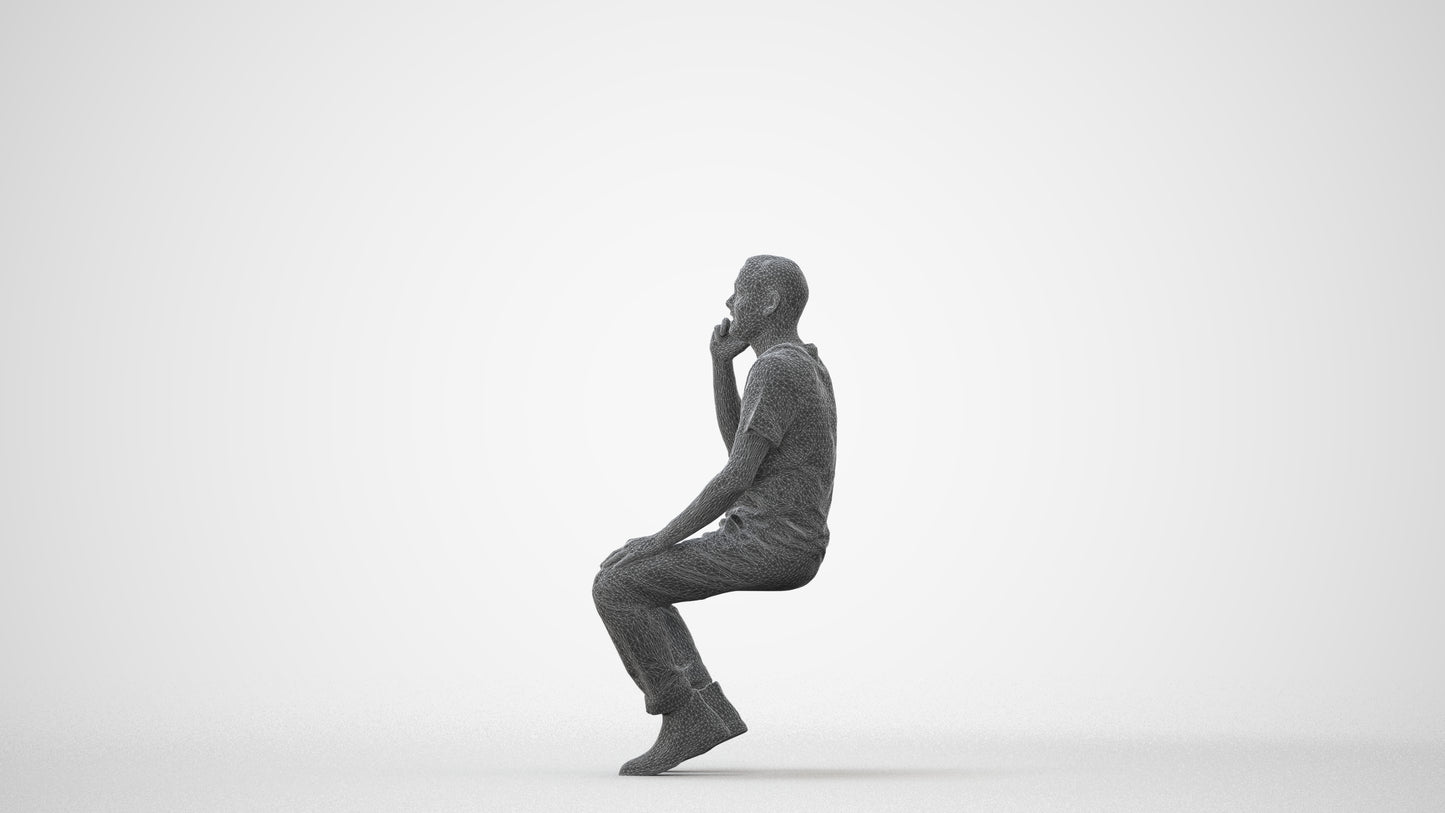 realistic 3D people man casual sitting, render-ready for V-Ray and Corona, FBX OBJ, square thumbnail