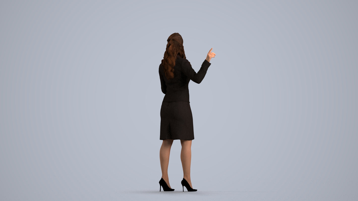 3D people model woman business, scanned human for 3ds Max rendering, front view render