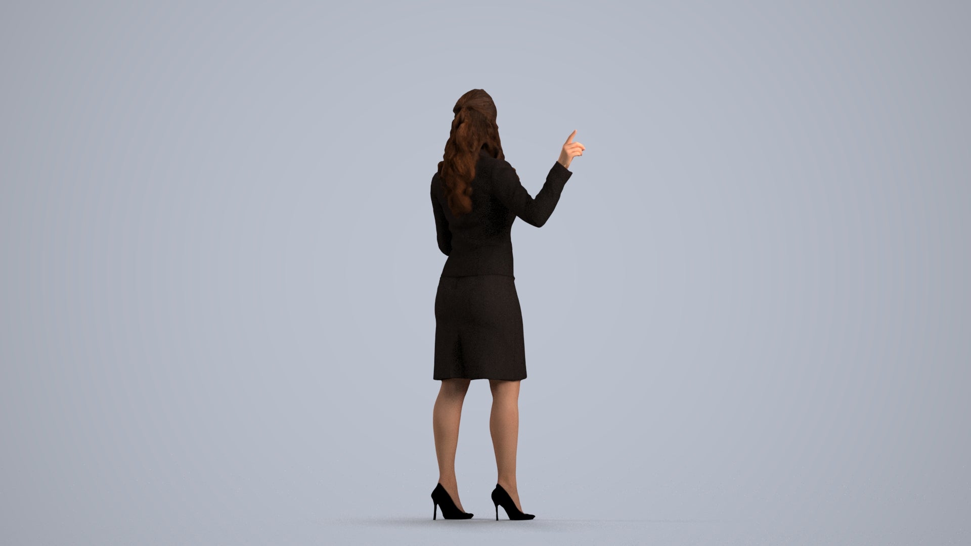 3D people model woman business, scanned human for 3ds Max rendering, front view render