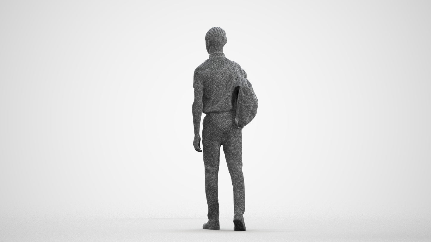 scanned 3D boy kids, photogrammetry people for Enscape and V-Ray, wireframe front view