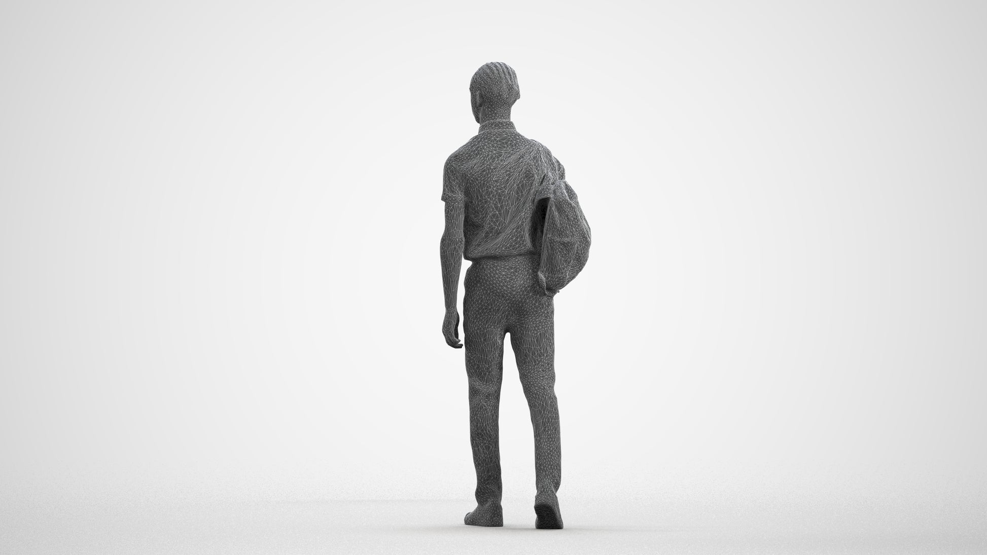 scanned 3D boy kids, photogrammetry people for Enscape and V-Ray, wireframe front view