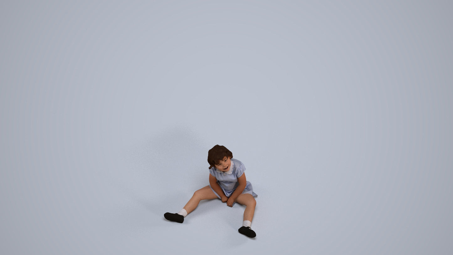 realistic 3D girl kids, scanned archviz people for Blender and 3ds Max, back view render