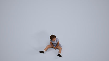 realistic 3D girl kids, scanned archviz people for Blender and 3ds Max, back view render