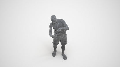 3D scanned man standing, photorealistic archviz people for Enscape and SketchUp, wireframe three-quarter view
