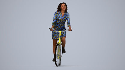 3D people model woman casual cycling, scanned human for 3ds Max rendering, top-down view render