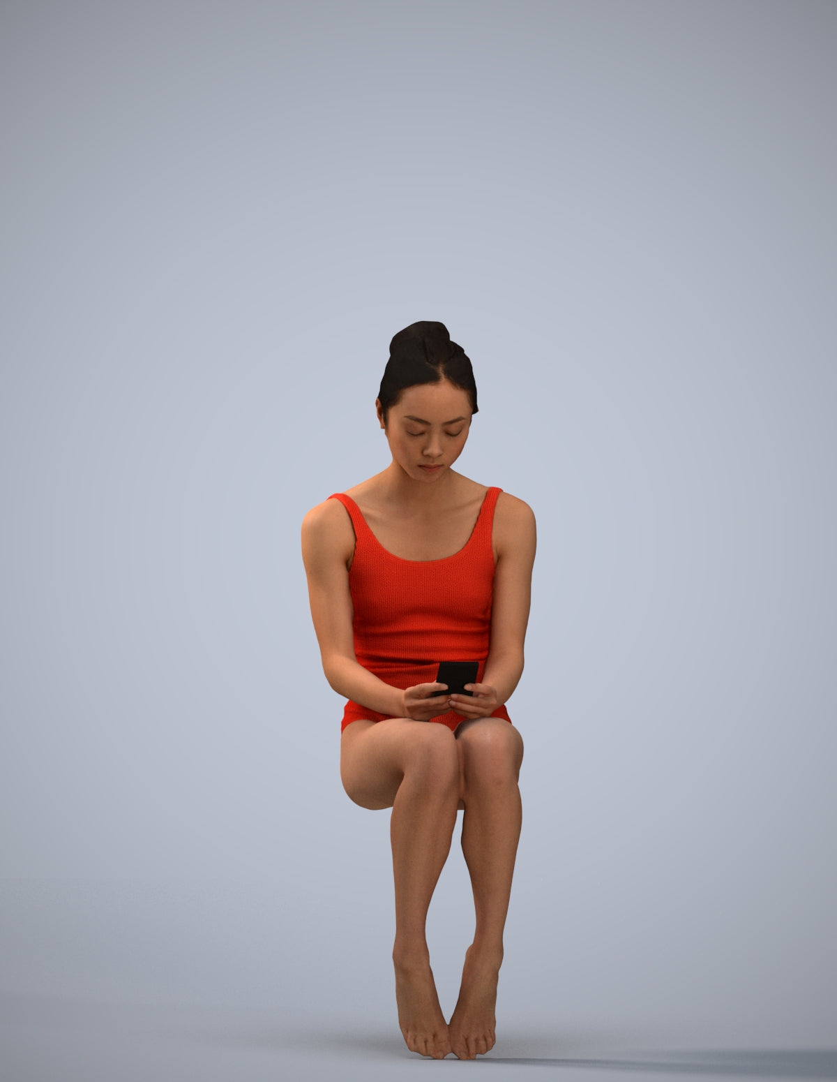 realistic 3D human woman casual pool, archviz people FBX OBJ for Blender