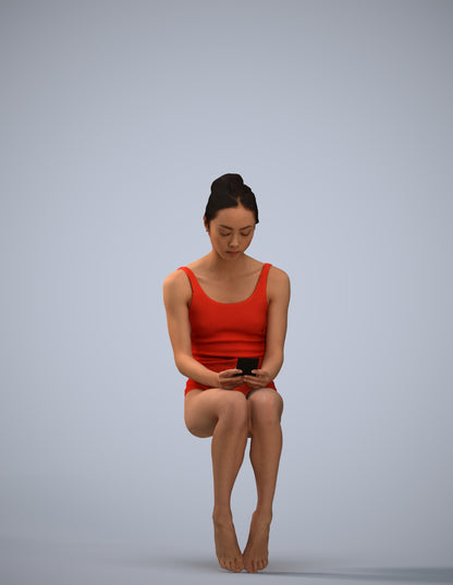 realistic 3D human woman casual pool, archviz people FBX OBJ for Blender