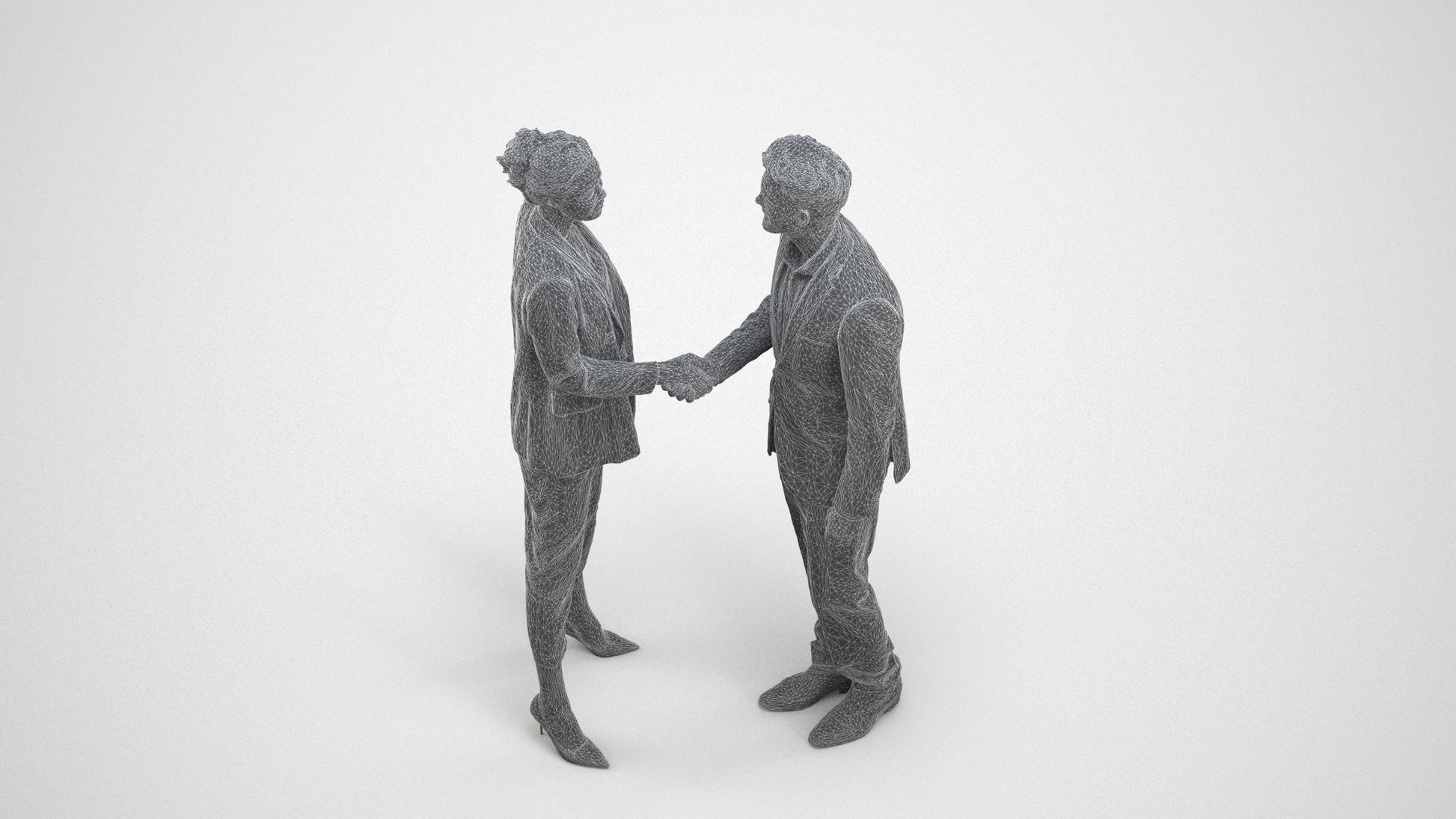 3D people model woman business shopping, scanned human for 3ds Max rendering, wireframe three-quarter view
