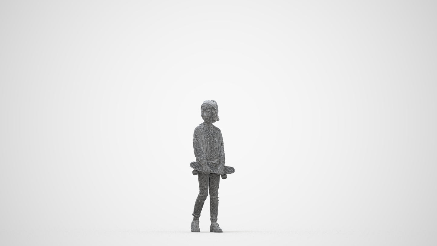 3D people model girl casual kids, scanned human for 3ds Max rendering, wireframe back view