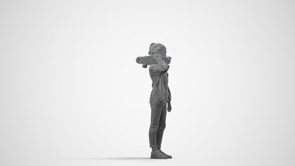 realistic 3D human girl casual kids, archviz people FBX OBJ for Blender, wireframe side view