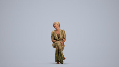 3D scanned woman sitting casual, photorealistic archviz people for Enscape and SketchUp, standing pose render