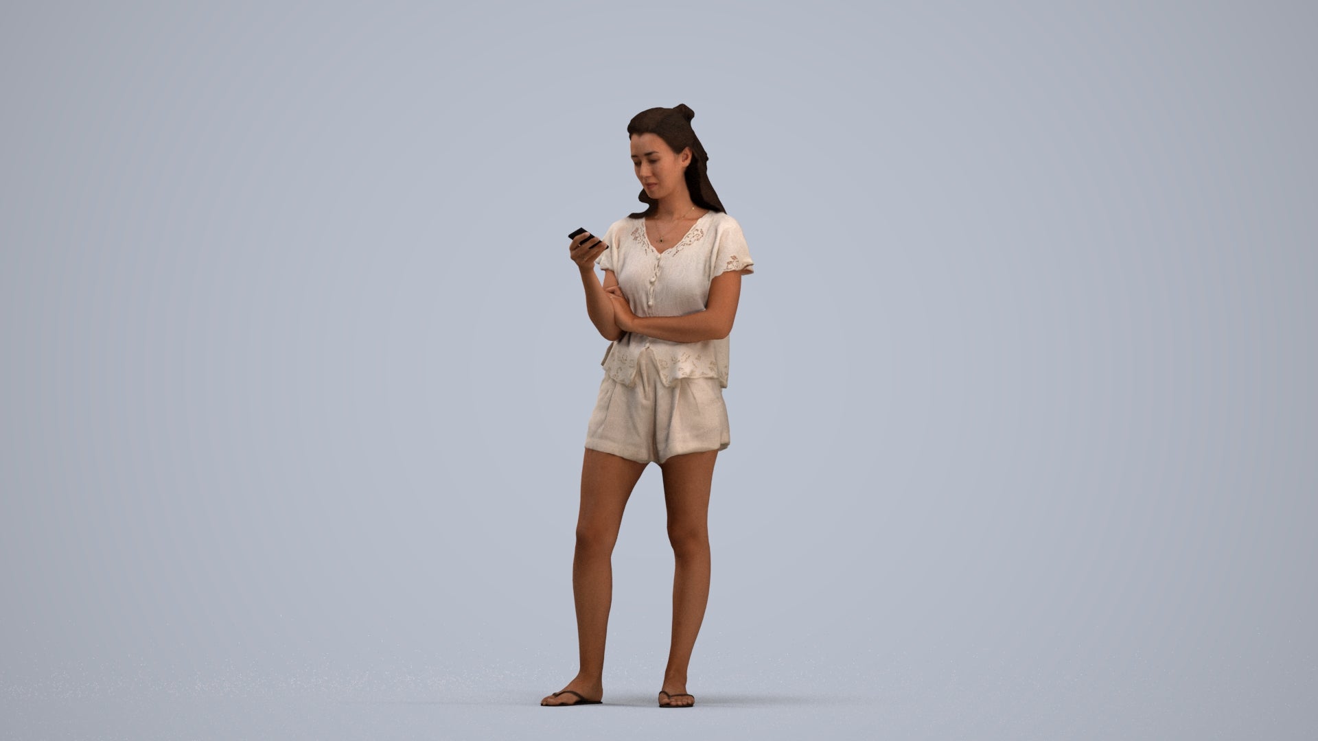 realistic 3D people woman casual standing, render-ready for V-Ray and Corona, FBX OBJ, standing pose render