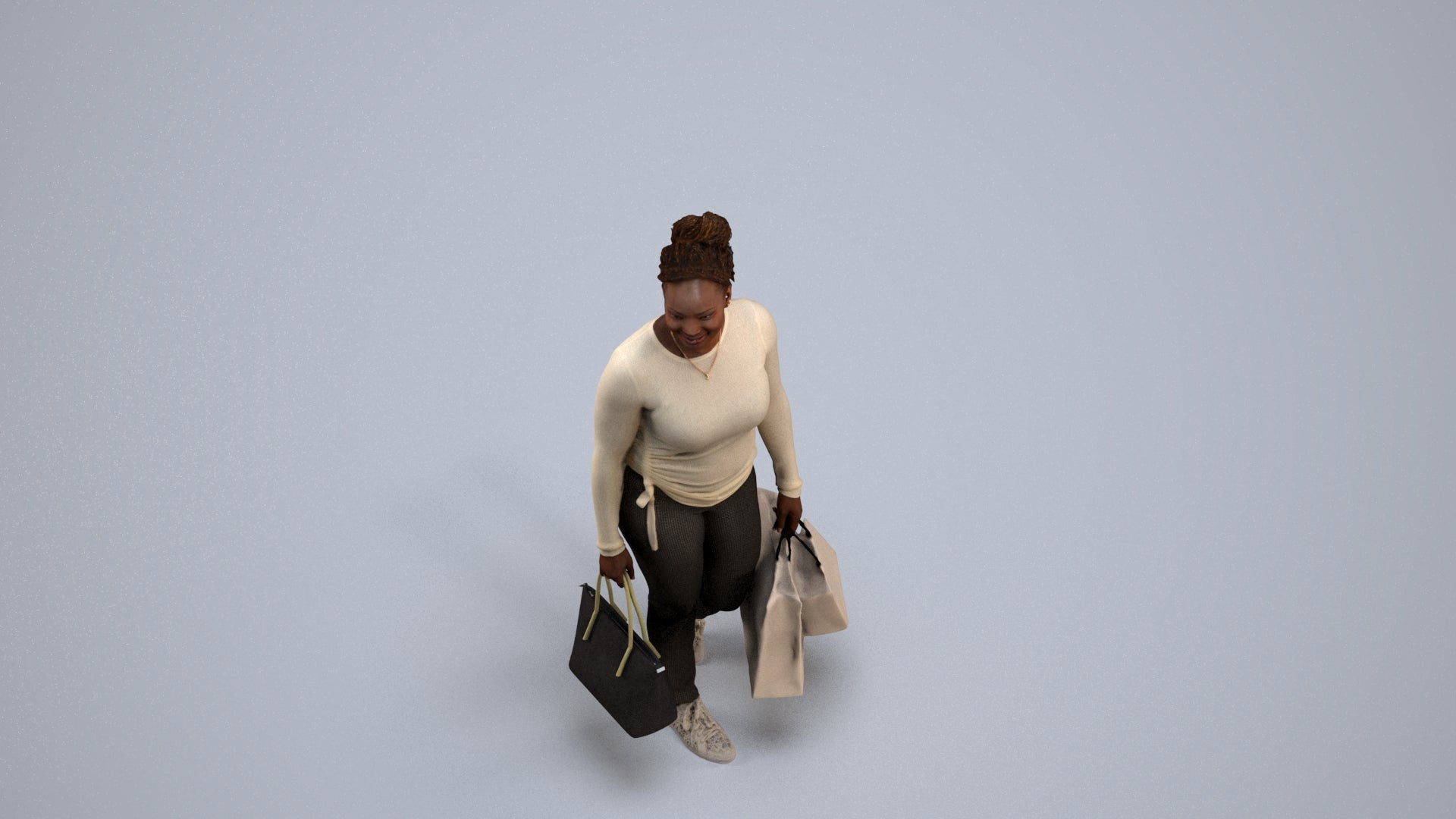 3D people model woman casual shopping, scanned human for 3ds Max rendering, back view render