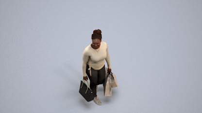 3D people model woman casual shopping, scanned human for 3ds Max rendering, back view render