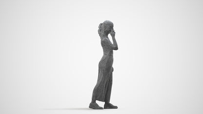 scanned 3D girl casual kids, photogrammetry people for Enscape and V-Ray, wireframe side view