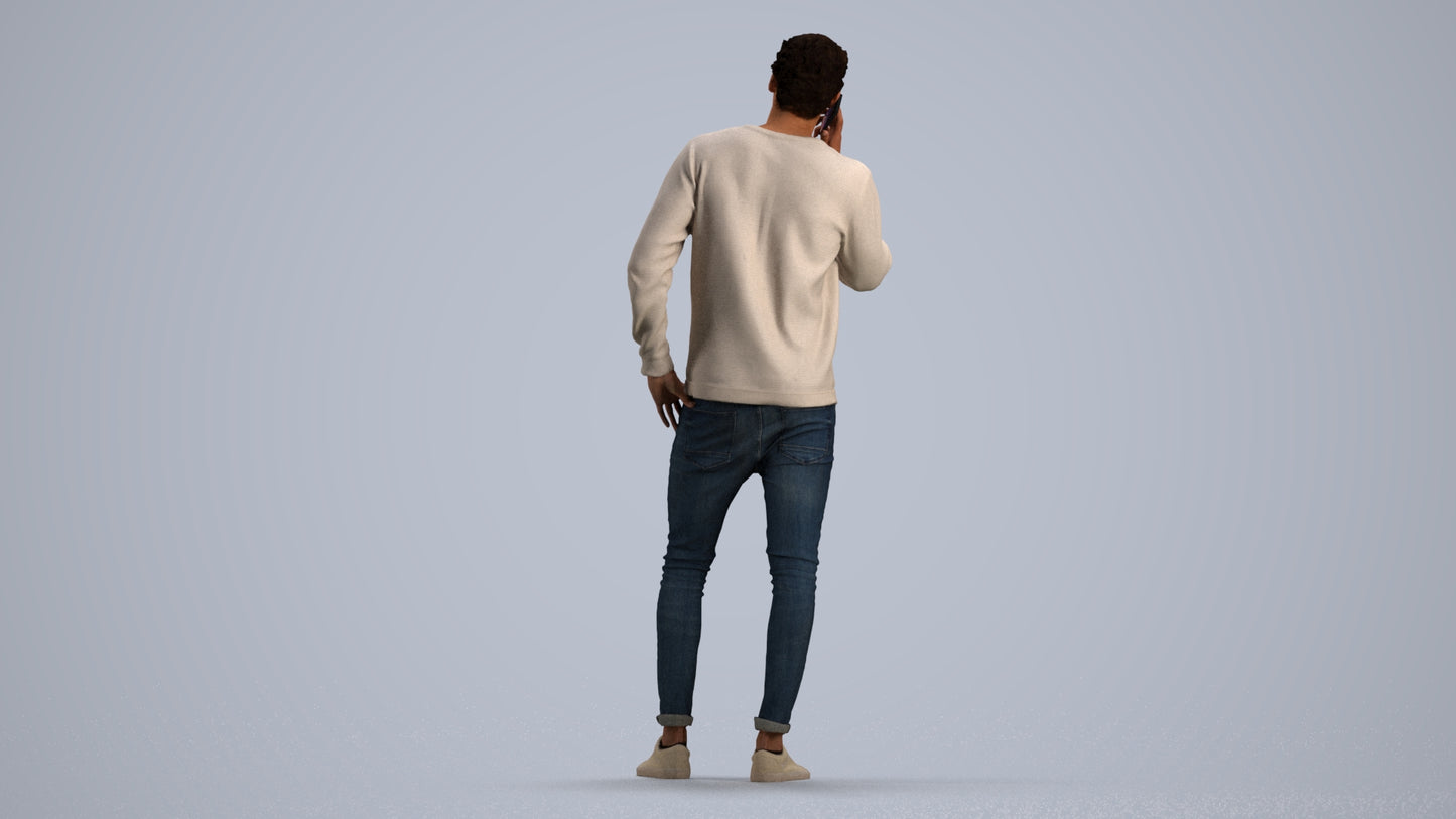 realistic 3D people man casual standing, render-ready for V-Ray and Corona, FBX OBJ, front view render