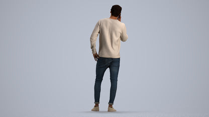 realistic 3D people man casual standing, render-ready for V-Ray and Corona, FBX OBJ, front view render