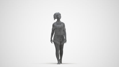 scanned 3D girl casual kids, photogrammetry people for Enscape and V-Ray, three-quarter front view render