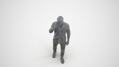 realistic 3D people man casual walking, render-ready for V-Ray and Corona, FBX OBJ, wireframe three-quarter view