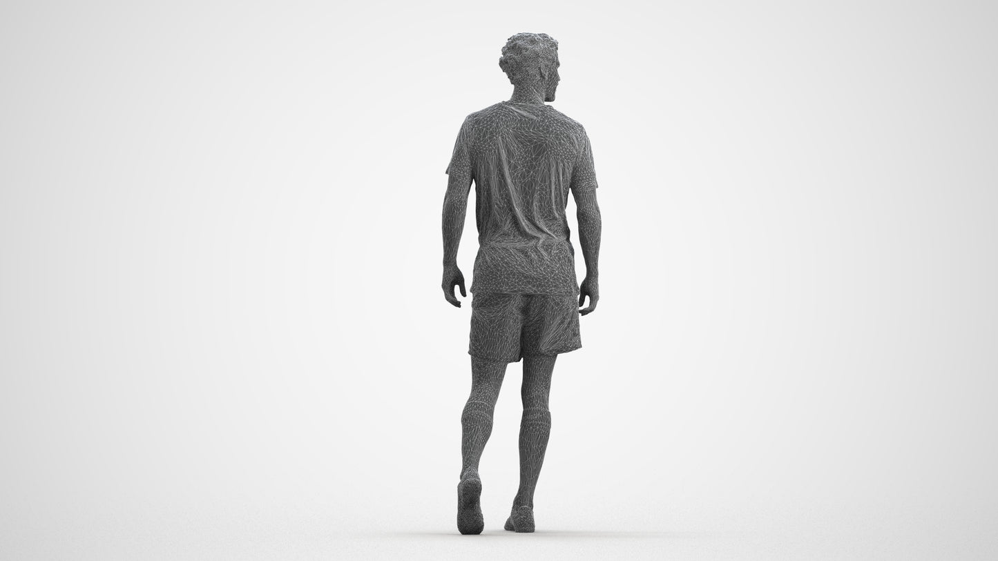 3D scanned man sport, photorealistic archviz people for Enscape and SketchUp, wireframe front view