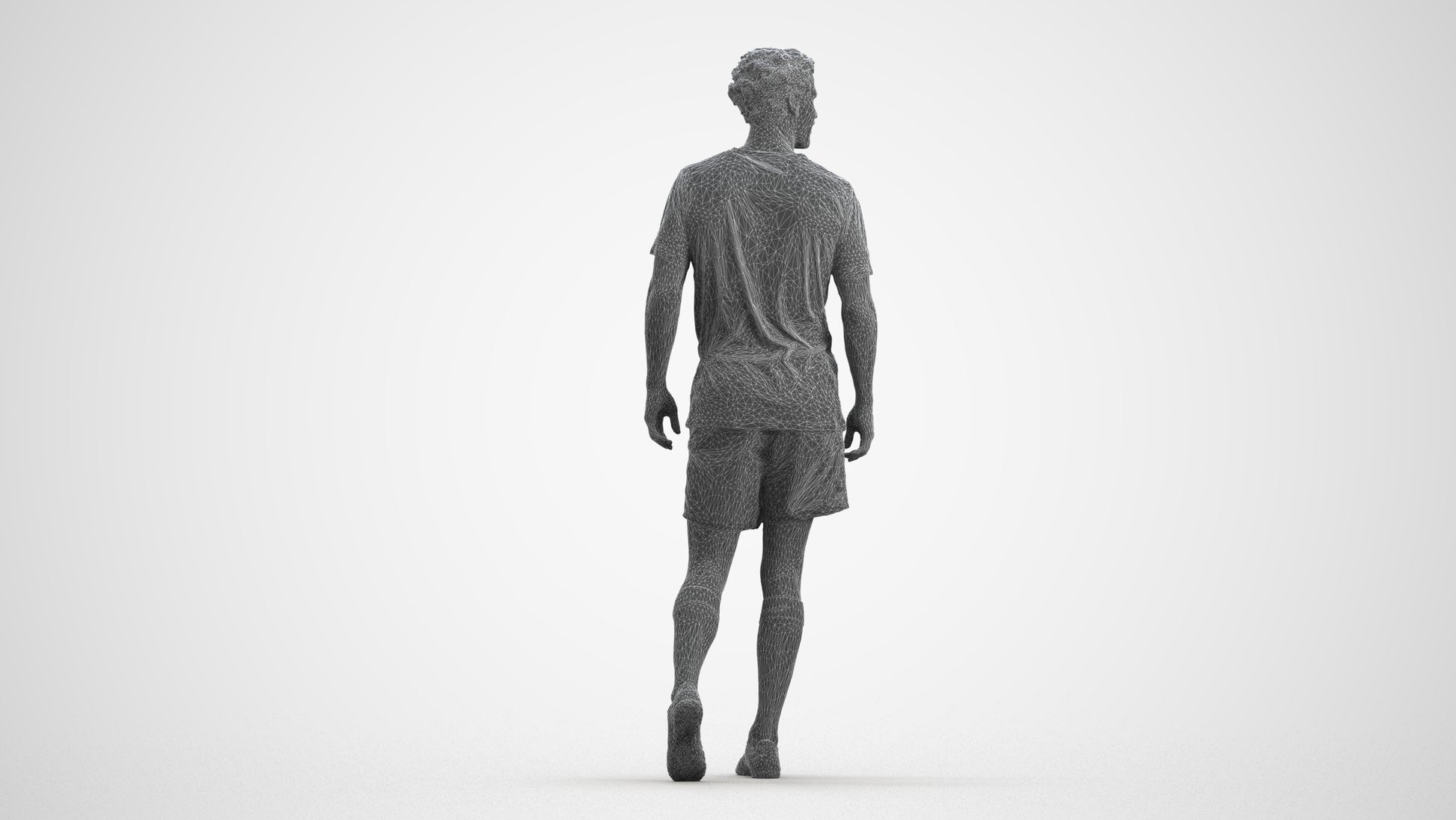 3D scanned man sport, photorealistic archviz people for Enscape and SketchUp, wireframe front view