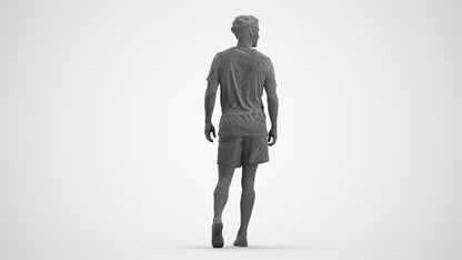 3D scanned man sport, photorealistic archviz people for Enscape and SketchUp, wireframe front view