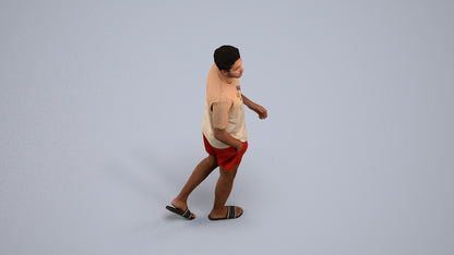 3D scanned man walking casual, photorealistic archviz people for Enscape and SketchUp, back view render
