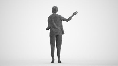 photogrammetry 3D woman business, realistic human model archviz FBX, wireframe front view