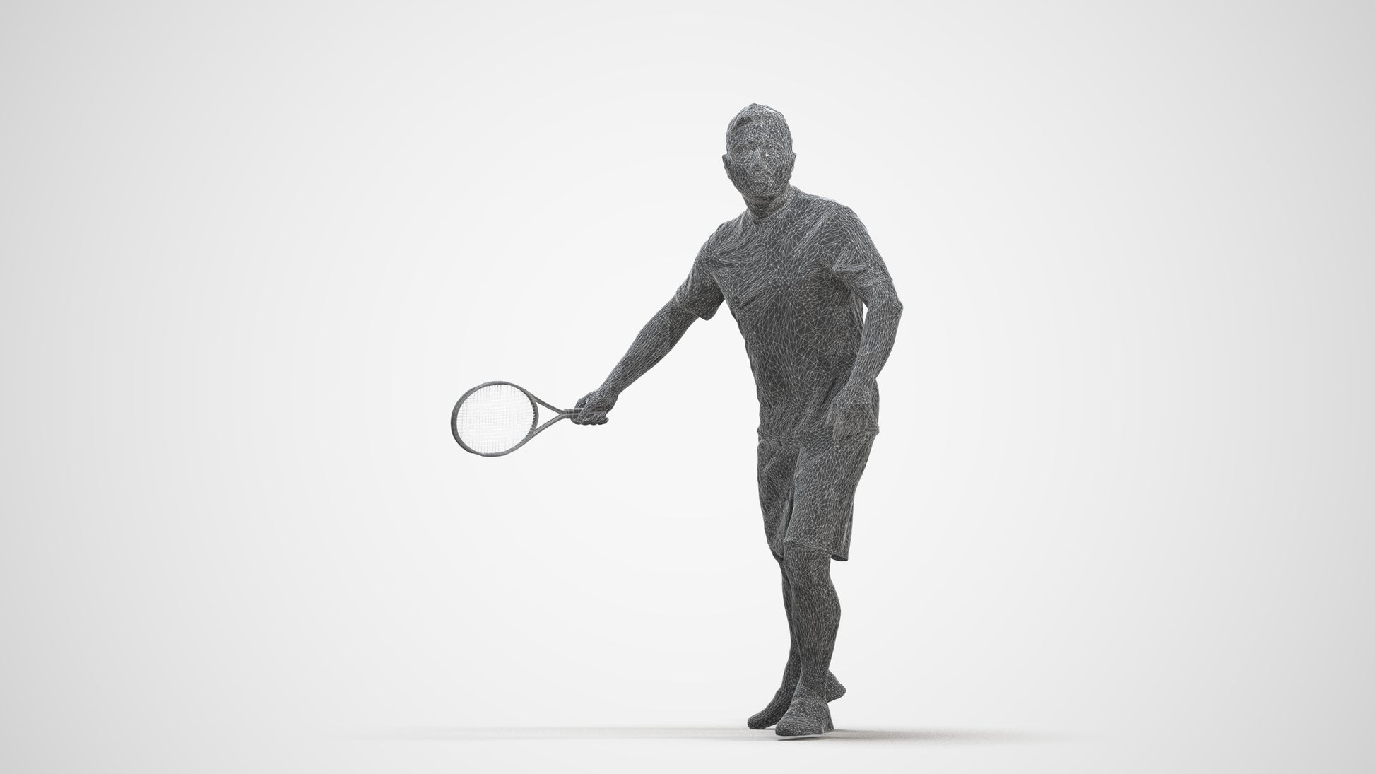 3D people model man sport, scanned human for 3ds Max rendering, three-quarter front view render