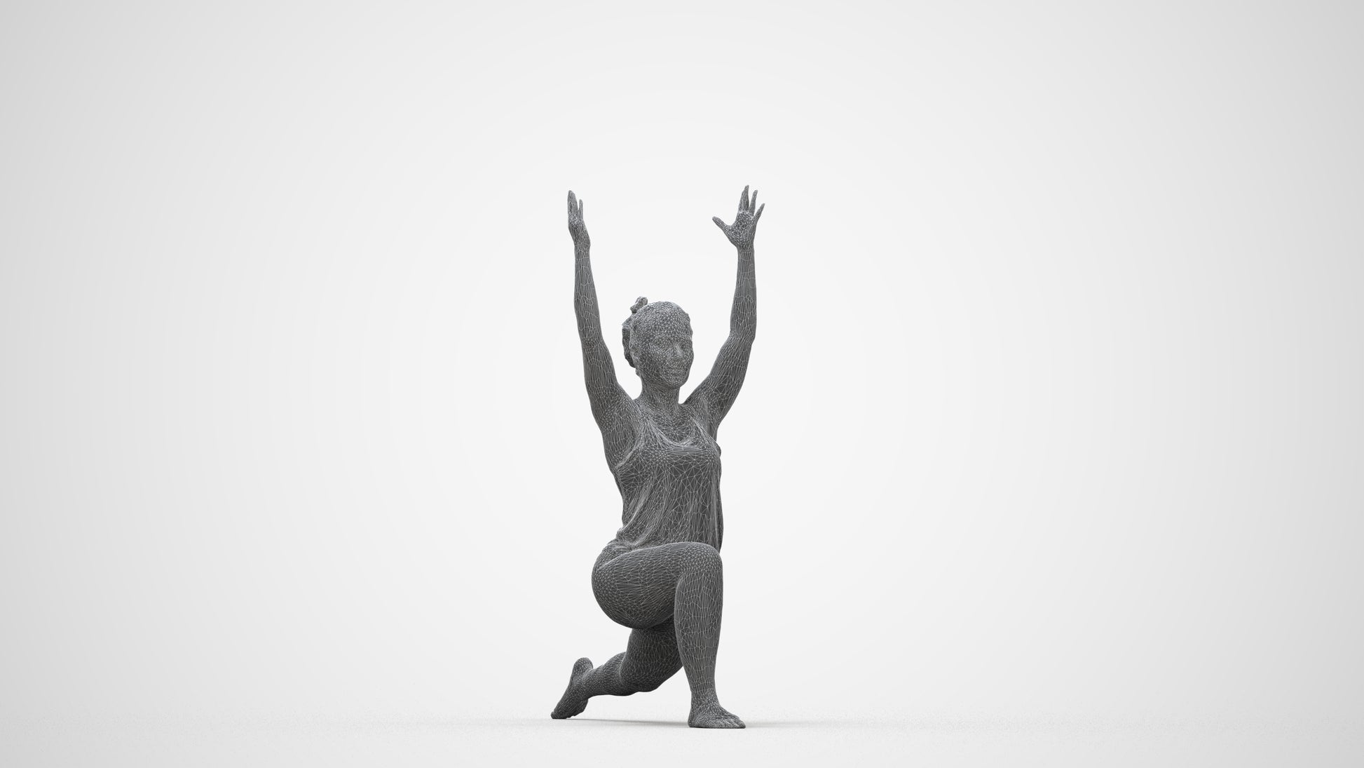 realistic 3D people woman sport, render-ready for V-Ray and Corona, FBX OBJ, wireframe back view