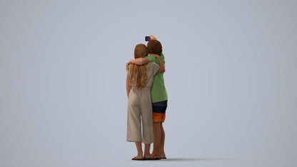 realistic 3D human girl kids, archviz people FBX OBJ for Blender, three-quarter view render