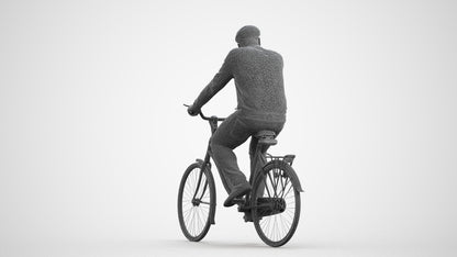 realistic 3D people man casual cycling, render-ready for V-Ray and Corona, FBX OBJ, wireframe front view