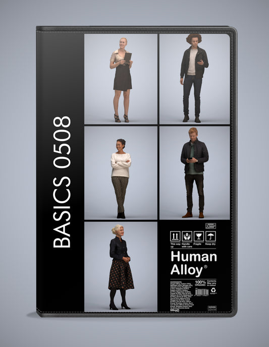 5 3D scanned people standing, photorealistic archviz pack for Enscape and SketchUp