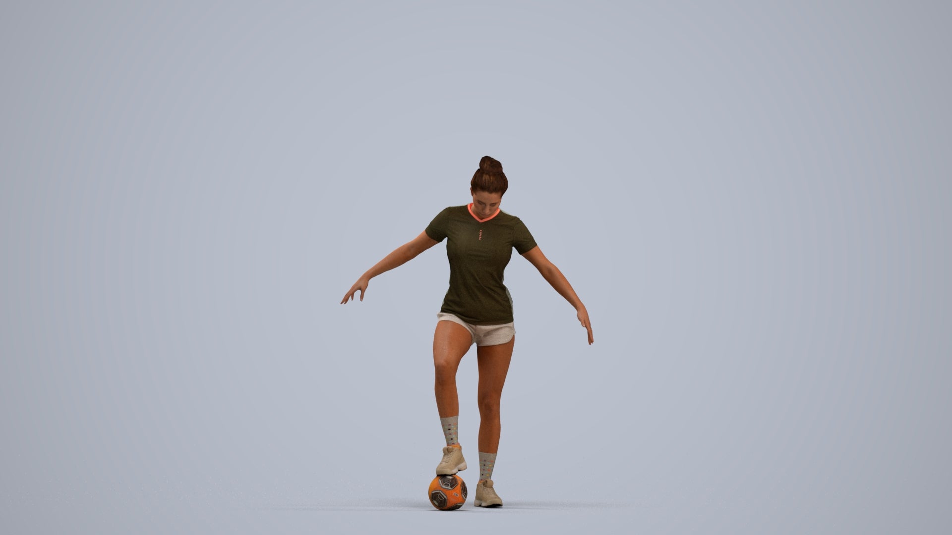 photogrammetry 3D woman sport, realistic human model archviz FBX, standing pose render