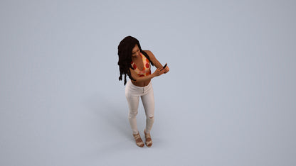 realistic 3D woman casual standing, scanned archviz people for Blender and 3ds Max, back view render