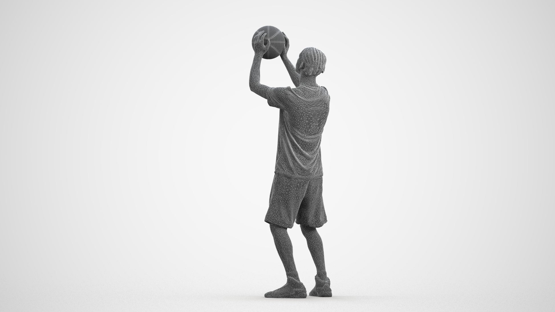 scanned 3D boy sport, photogrammetry people for Enscape and V-Ray, wireframe front view