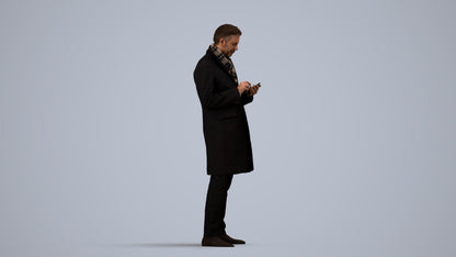 photogrammetry 3D man standing, realistic human model archviz FBX, side view render