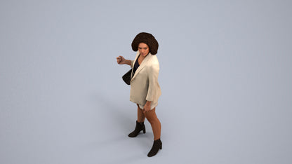 realistic 3D woman business standing, scanned archviz people for Blender and 3ds Max, back view render