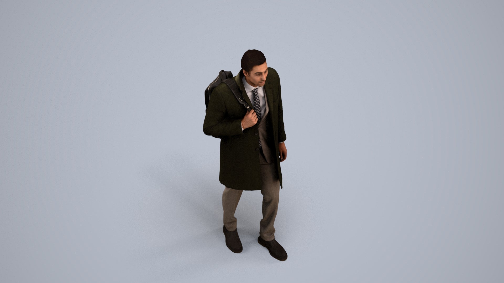 photogrammetry 3D man business, realistic human model archviz FBX, back view render