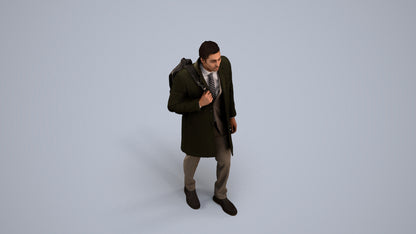 photogrammetry 3D man business, realistic human model archviz FBX, back view render